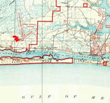 1938 Topo Map of Mary Esther Florida Quadrangle Fort Walton Beach