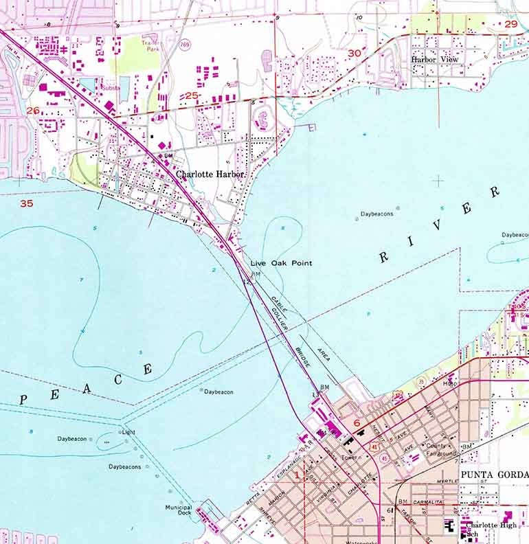 1957 Topo Map of Punta Gorda Florida Quadrangle