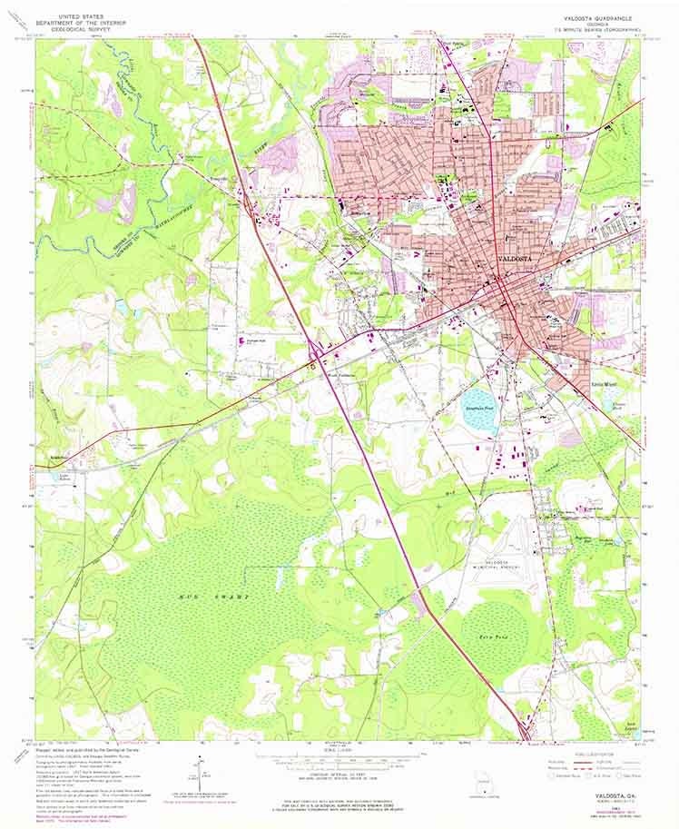1961 Topo Map of Valdosta Georgia Quadrangle