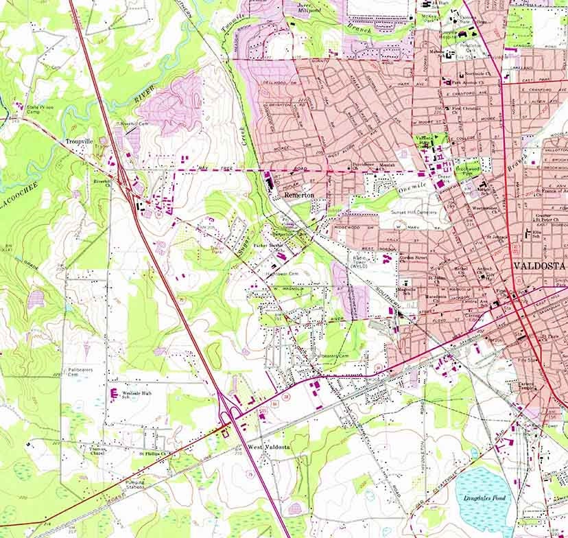 1961 Topo Map of Valdosta Georgia Quadrangle