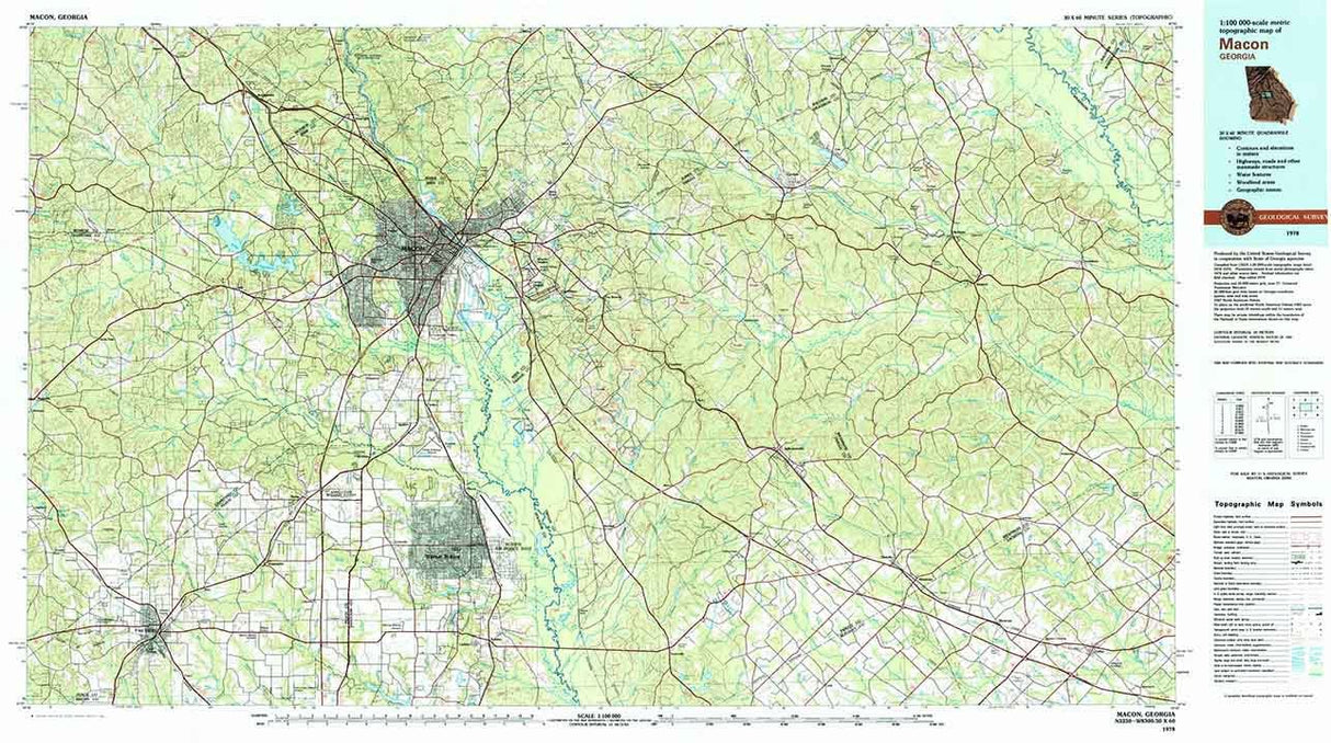 1978 Topo Map of Macon Georgia Quadrangle