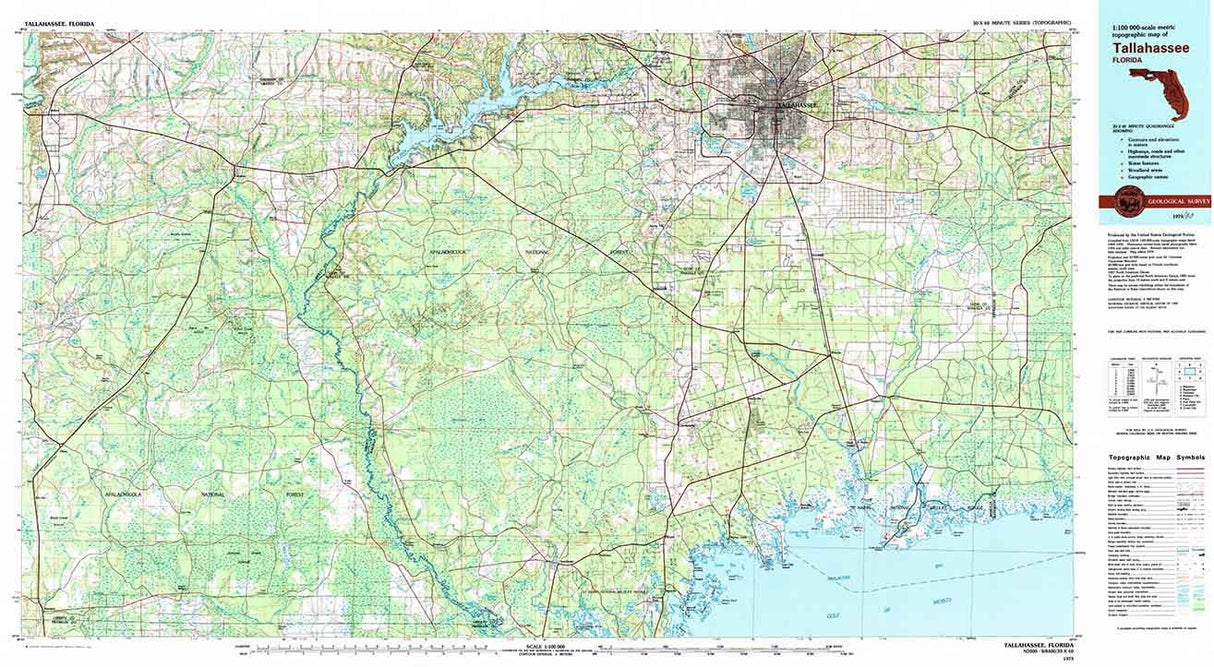 1979 Topo Map of Tallahassee Florida Quadrangle