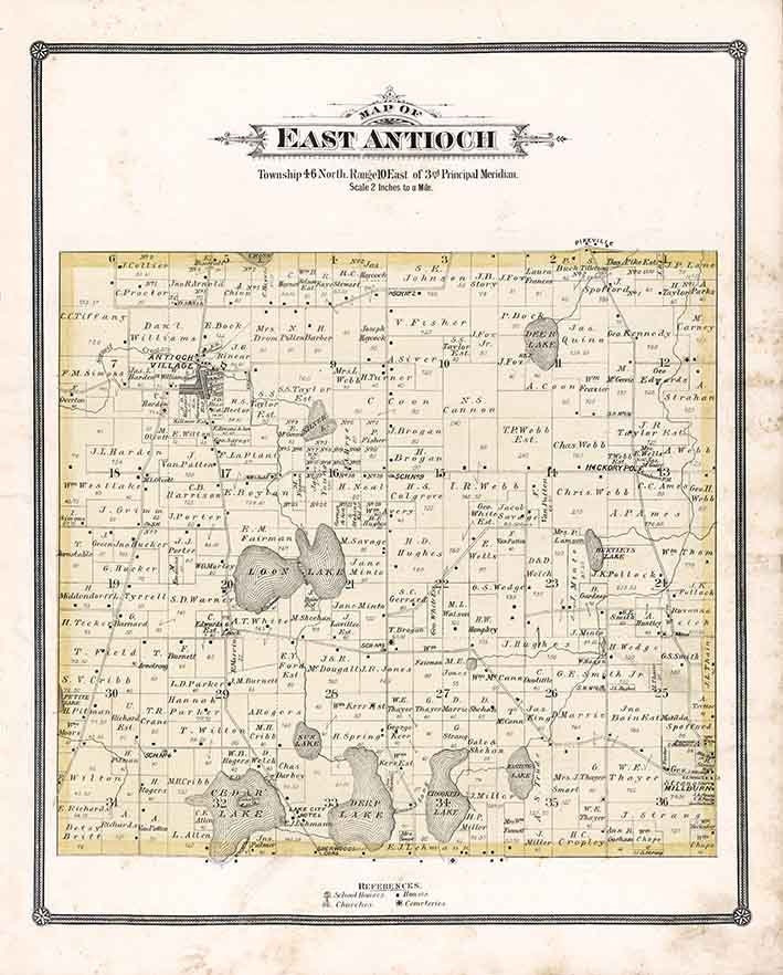 1885 Map of East Antioch Township Lake County Illinois