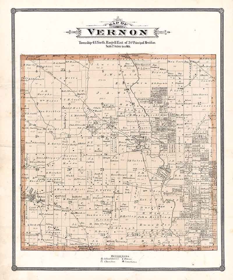 1885 Map of Vernon Township Lake County Illinois