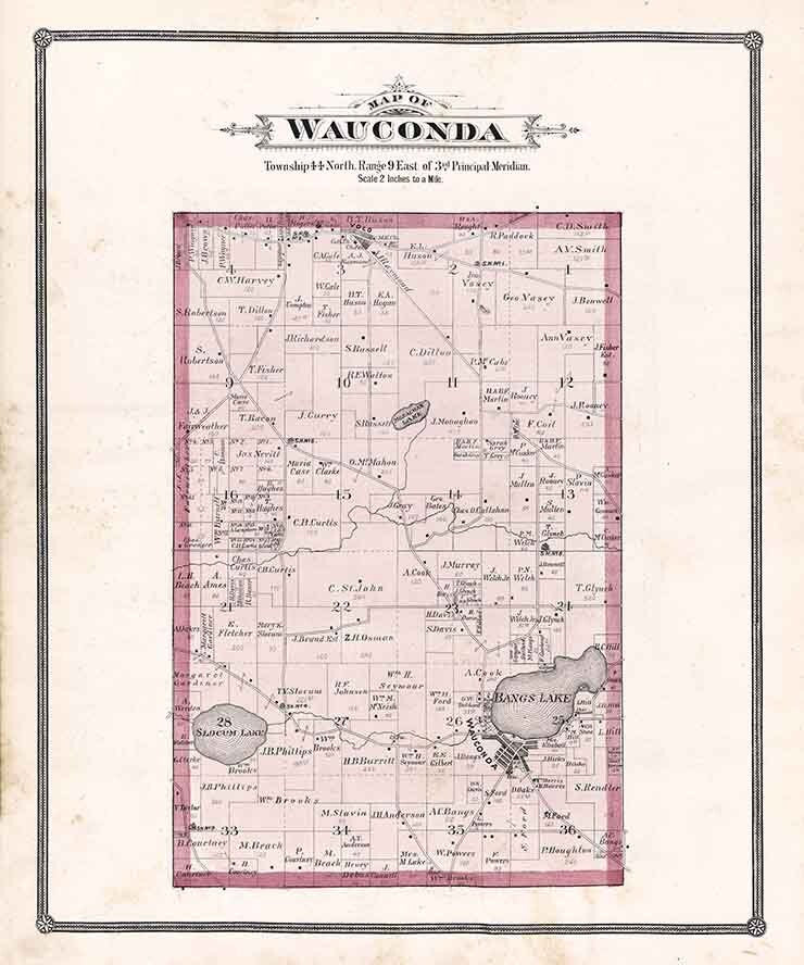 1885 Map of Wauconda Township Lake County Illinois