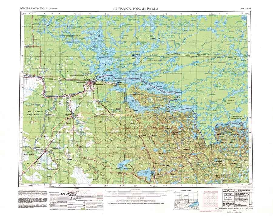 1954 Topo Map of International Malls Minnesota Quadrangle Koochiching County