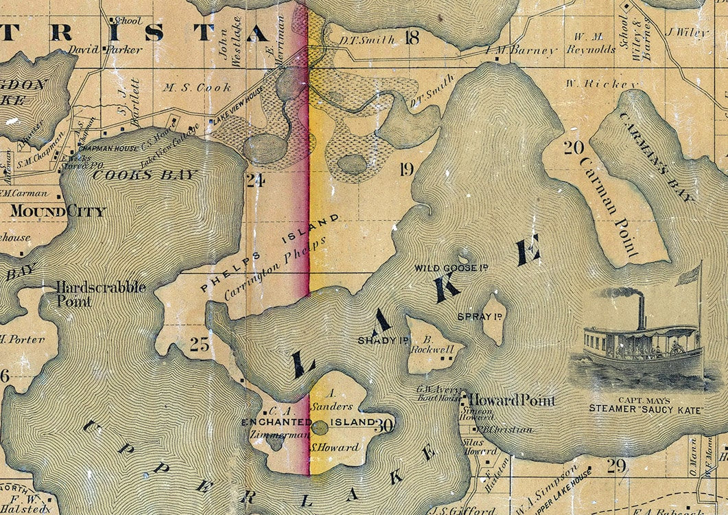 1878 Map of Lake Minnetonka Minnesota