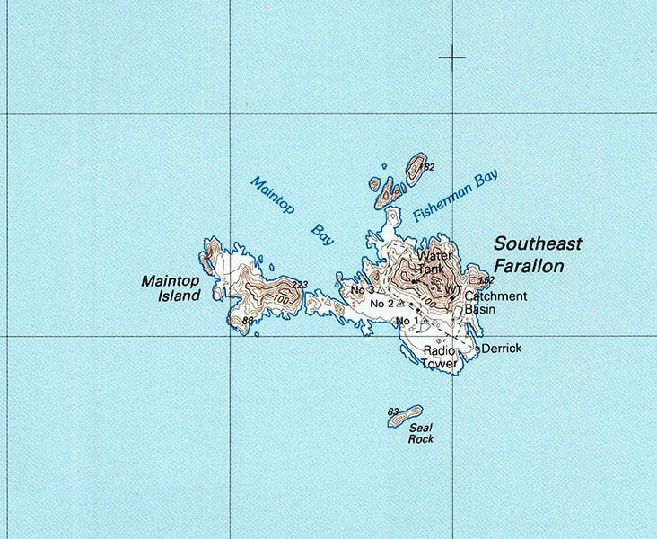 1988 Topo Map of Farallon Islands California Quadrangle