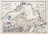 1871 Map of Lake Superior Lake Huron Lake Michigan