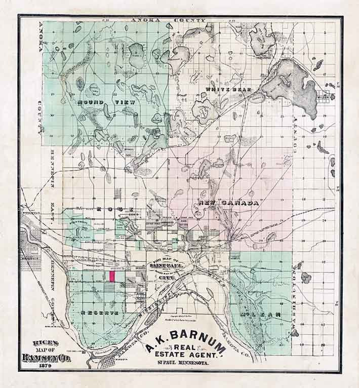 1879 Map of Ramsey County Minnesota
