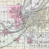 1887 Map of Kansas City Kansas and Missouri