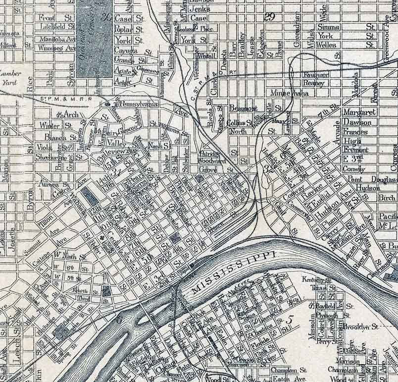 1887 Map of St Paul Ramsey County Minnesota