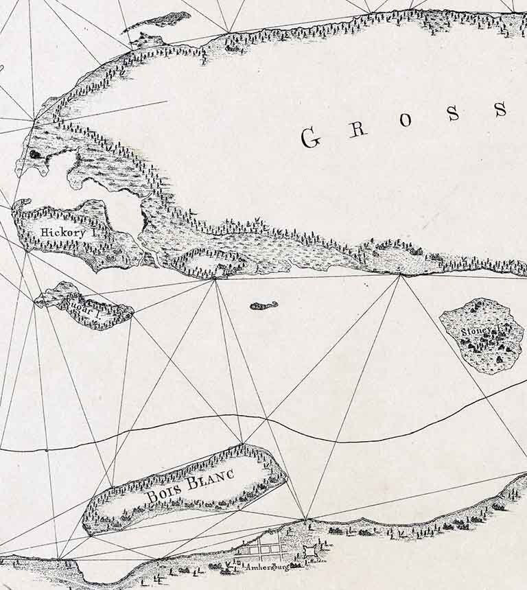 1891 Nautical Map of Grosse Isle Lake Erie Detroit