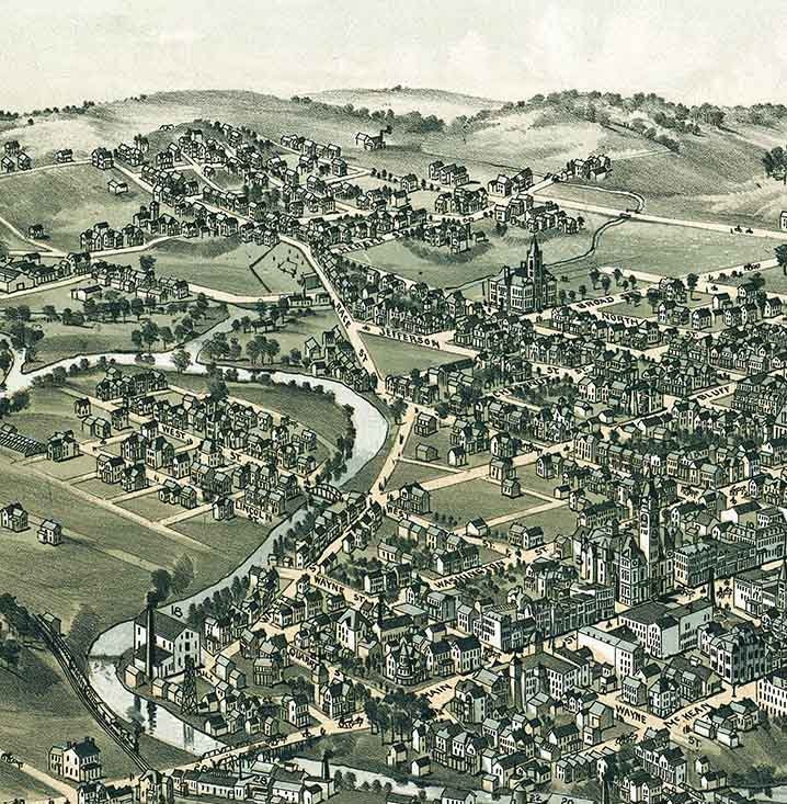 1896 Panoramic Map of Butler Butler County Pennsylvania