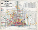 1899 Map of the City of Detroit Michigan