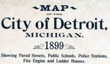 1899 Map of the City of Detroit Michigan