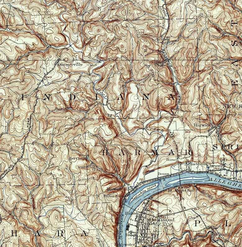 1910 Topo Map of New Kensington PA Quadrangle