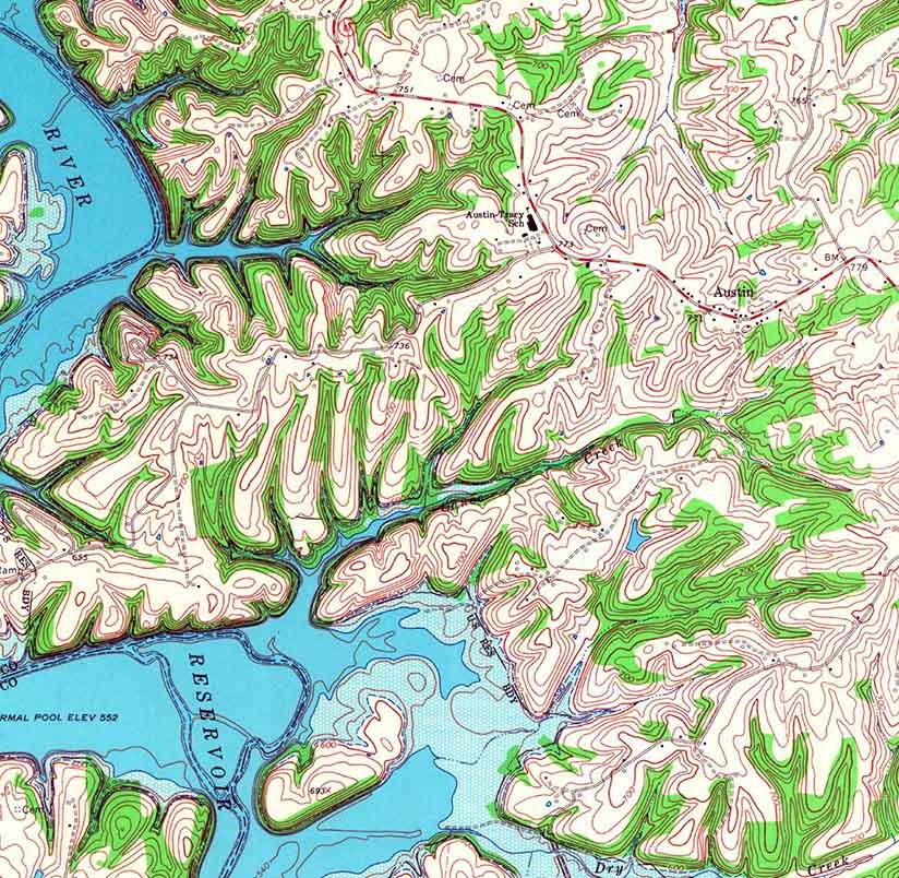 1965 Topo Map of Austin Kentucky Quadrangle Barren River