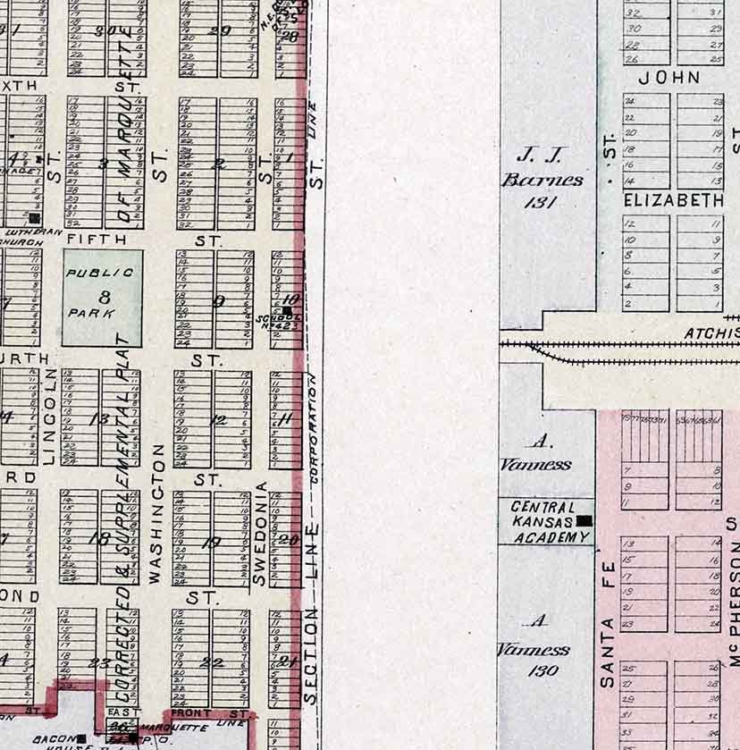 1884 Map of Marquette Galva Roxbury Conway McPherson County Kansas
