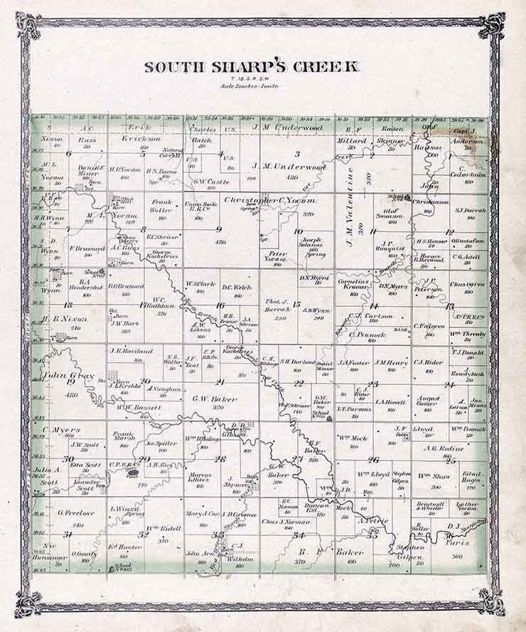 1884 Map of South Sharps Creek McPherson County Kansas