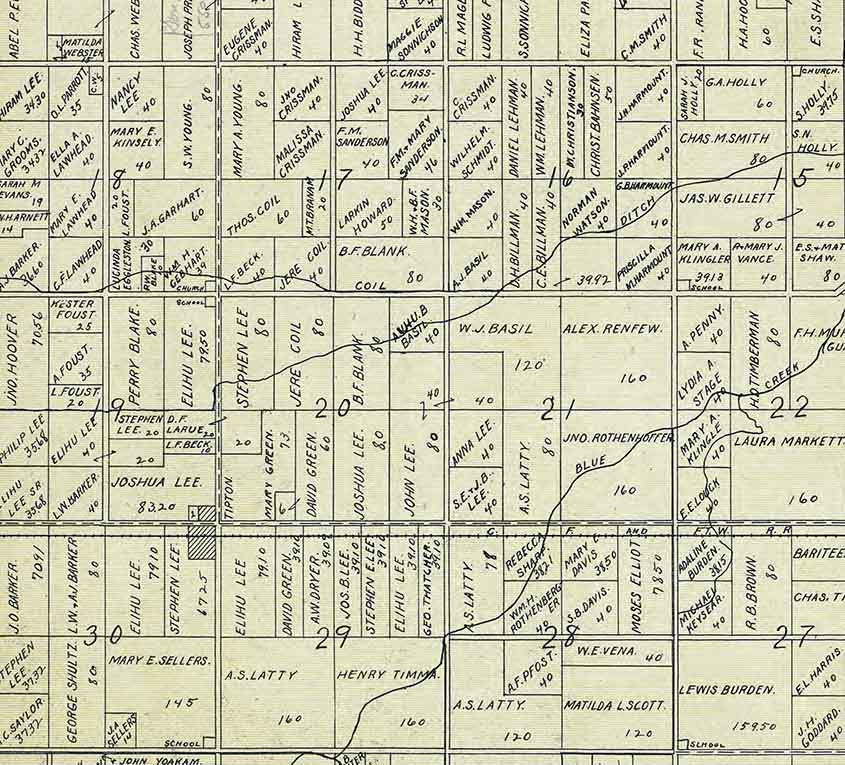 1905 Map of Blue Creek Township Paulding County Ohio