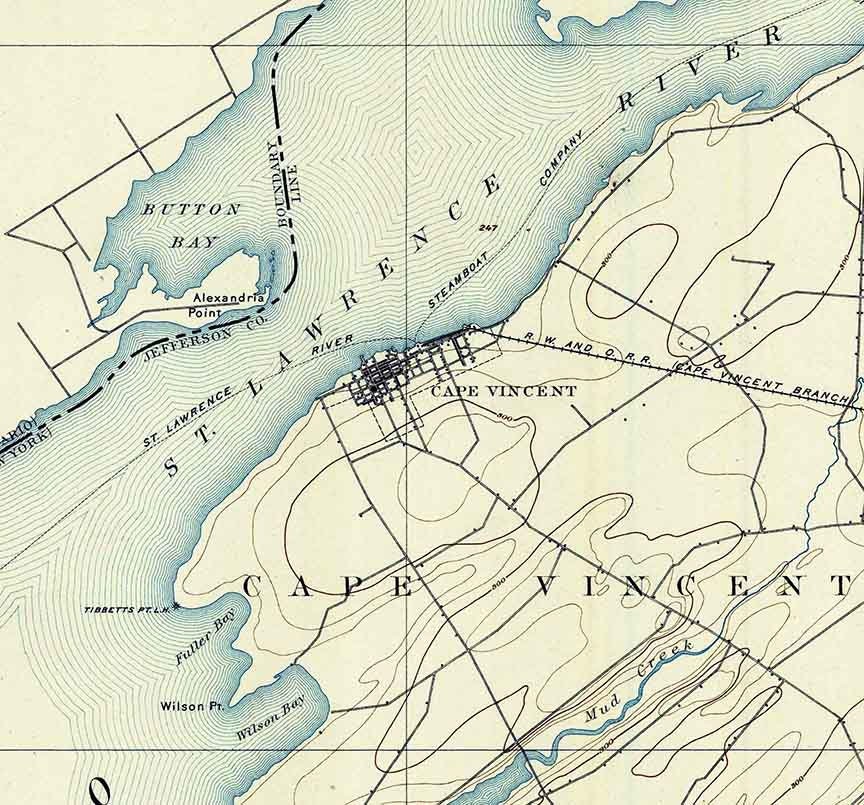 1895 Topo Map of Cape Vincent New York Quadrangle