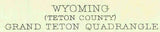 1899 Topo Map of Grand Teton Wyoming Quadrangle Jackson Lake