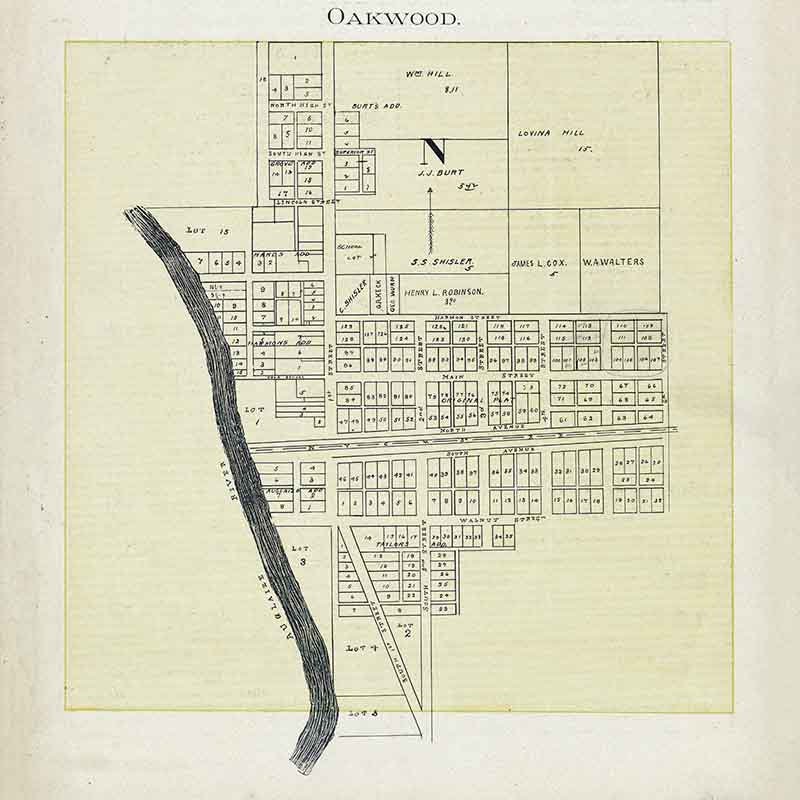 1905 Map of Oakwood Paulding County Ohio