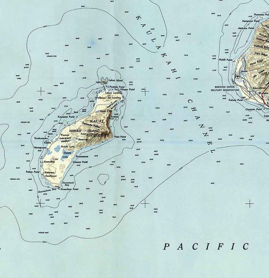 1954 Topo Map of Kauai Hawaii Quadrangle