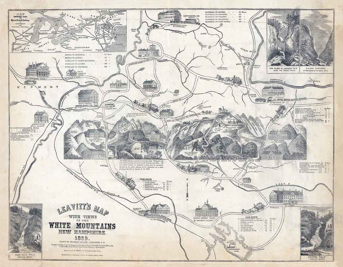 1859 Map & Views of The White Mountains of New Hampshire
