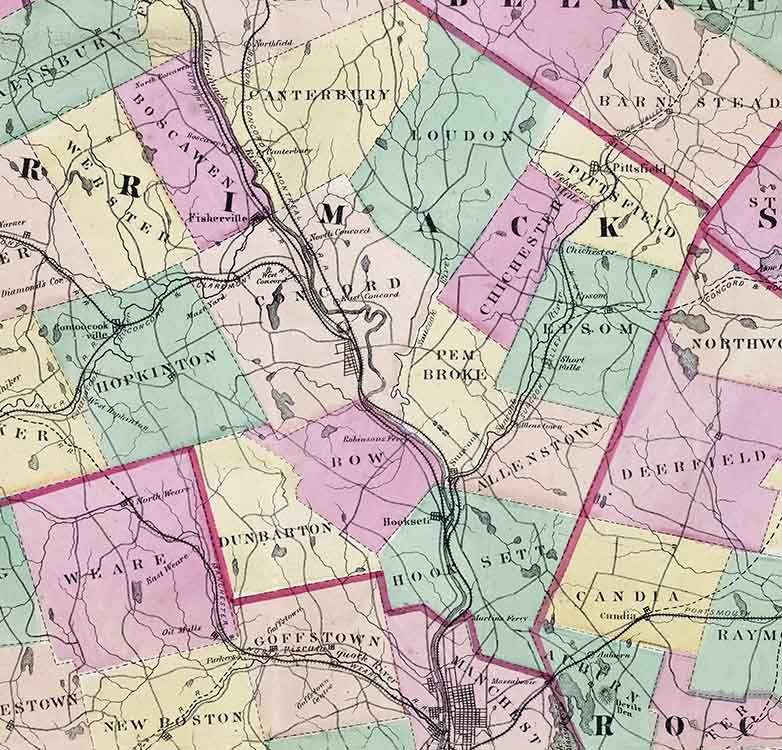 1871 Map of Southern New Hampshire