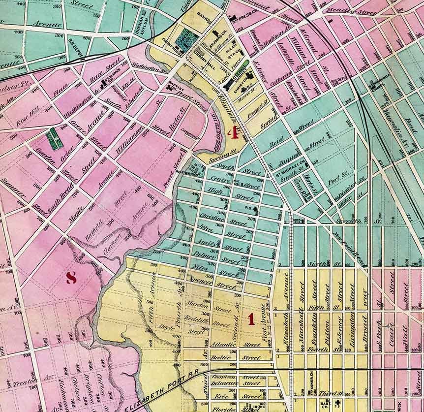 1874 Map of Elizabeth New Jersey