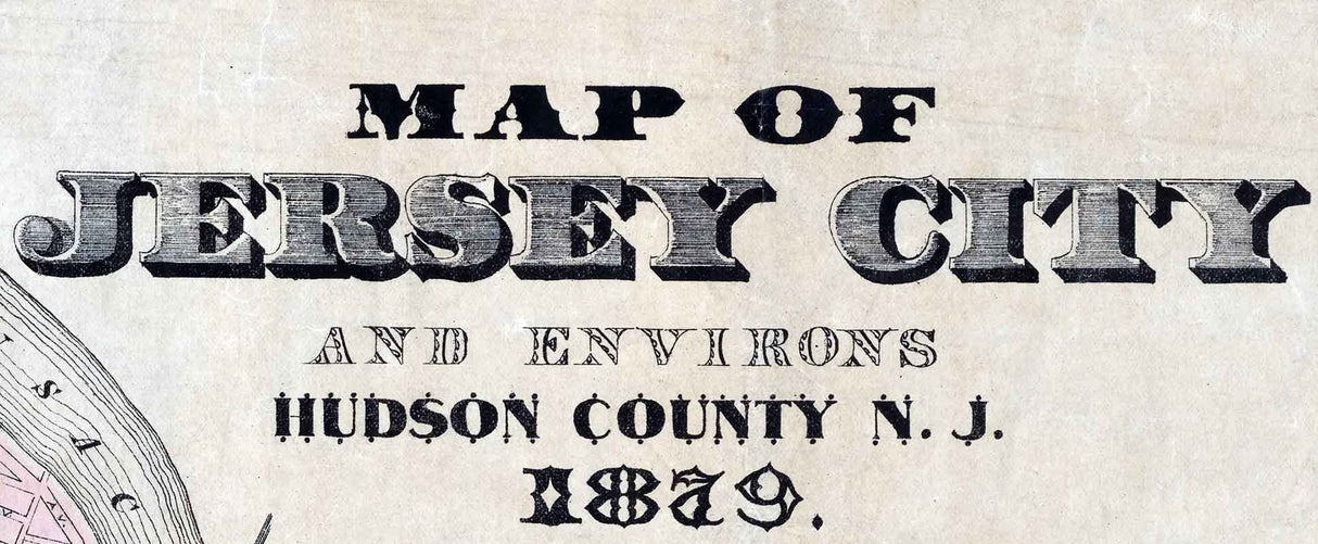 1879 Map of Jersey City Hudson County New Jersey