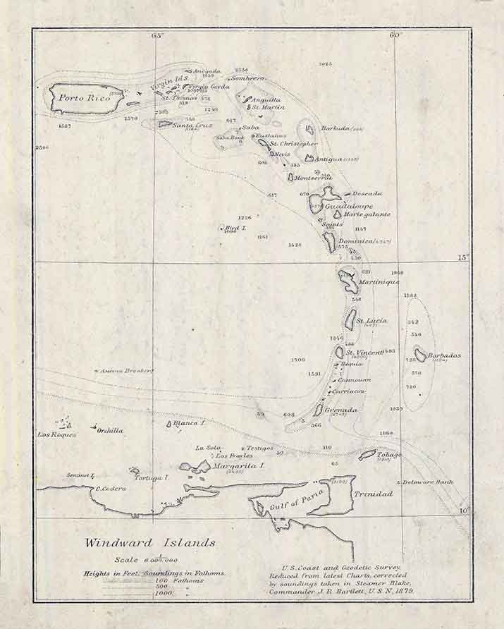 1880 Map of the Windward Islands