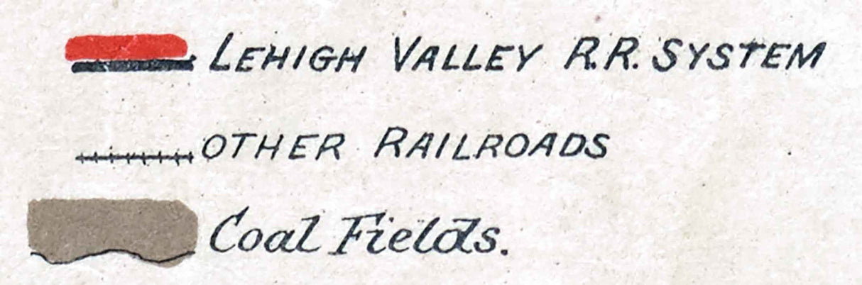 1887 Map of Lehigh Valley Railroad System Anthracite Coal Fields of Pa