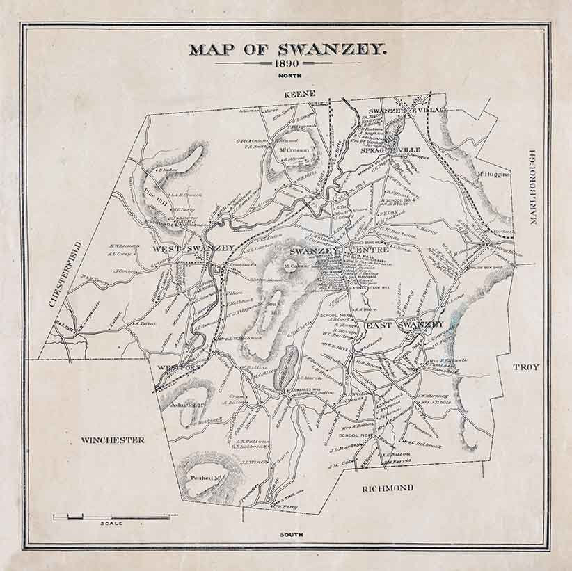 1892 Map of Swanzey New Hampshire