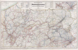 1912 Steam Railroad Map of Pennsylvania Pittsburgh Philadelphia