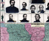 1861 Map of the Western Border States Military Portraits