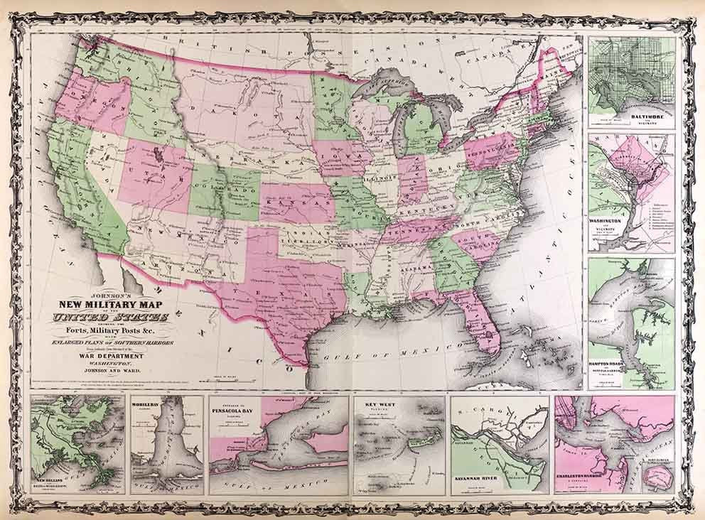 1863 Map of Military Map of the United States