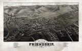 1882 Panoramic Map of Friendship Allegany County New York