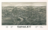 1885 Panoramic Map of Canton New York