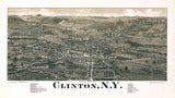 1885 Panoramic Map of Clinton New York