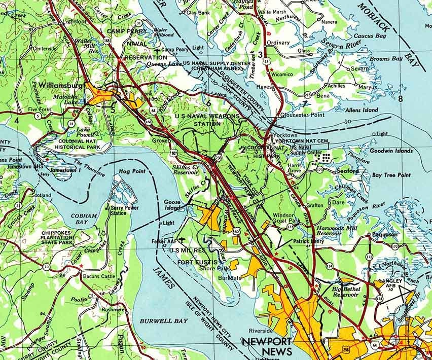 1943 Topo Map of Richmond Virginia Quadrangle Chesapeake Bay