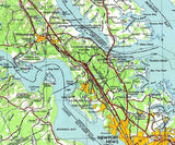 1943 Topo Map of Richmond Virginia Quadrangle Chesapeake Bay