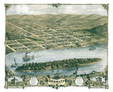 1869 Panoramic Map of Hermann Gasconade County Missouri