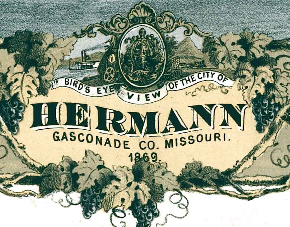 1869 Panoramic Map of Hermann Gasconade County Missouri