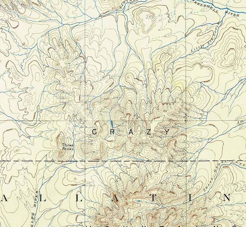 1886 Topo Map of Little Belt Mts Montana