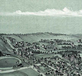 1899 Panoramic Map of Woodsfield Monroe County Ohio