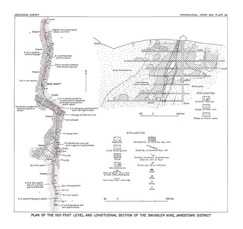 1950 Map Smuggler Mine Jamestown District Boulder County Colorado