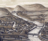 1887 Panoramic Map of Deposit New York